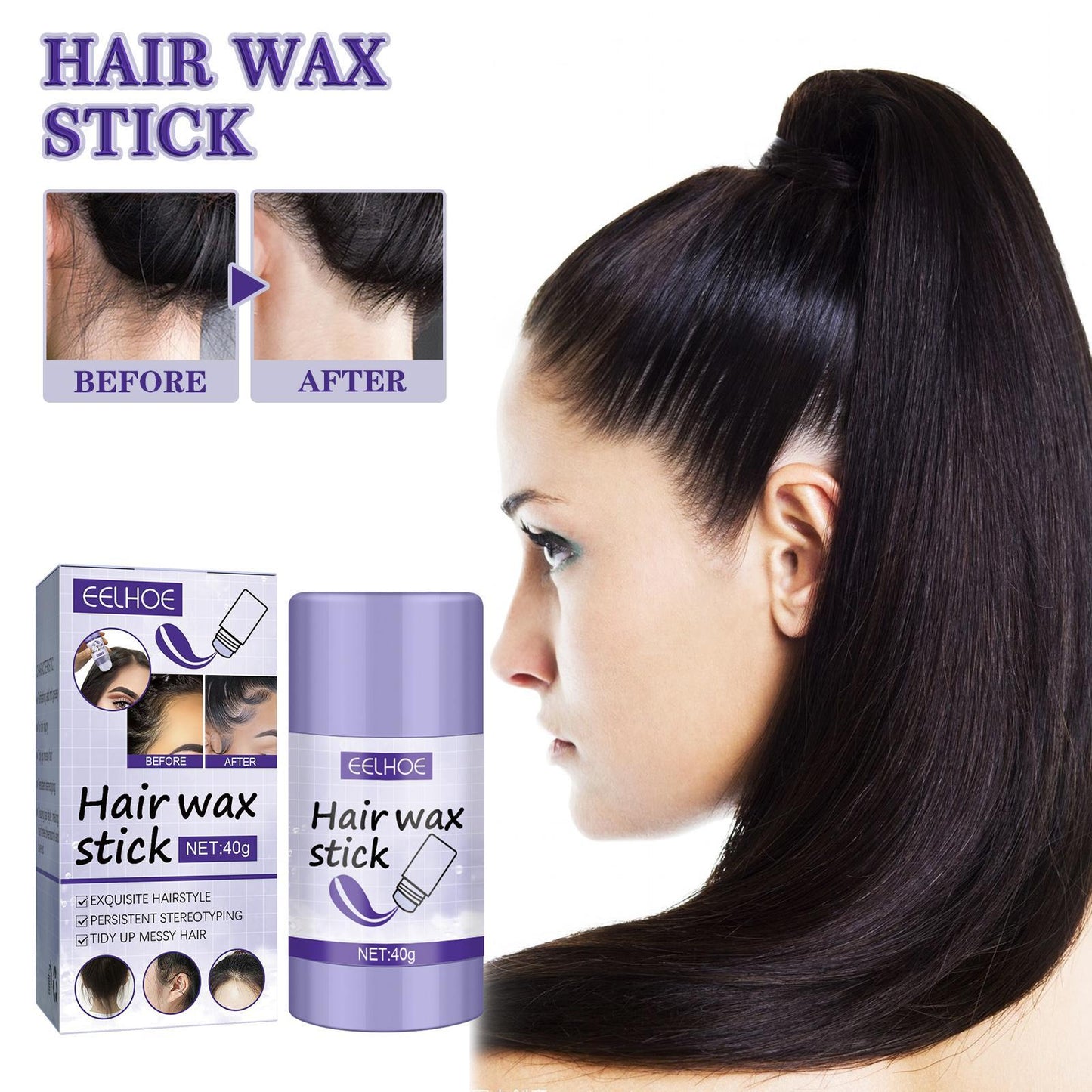 EELHOE Hair Wax Stick Broken Hair Polishing Hair Wax Stick Small Broken Hair Hair Finishing Broken Hair Styling Cream Haircare Gel Haircare Ooho