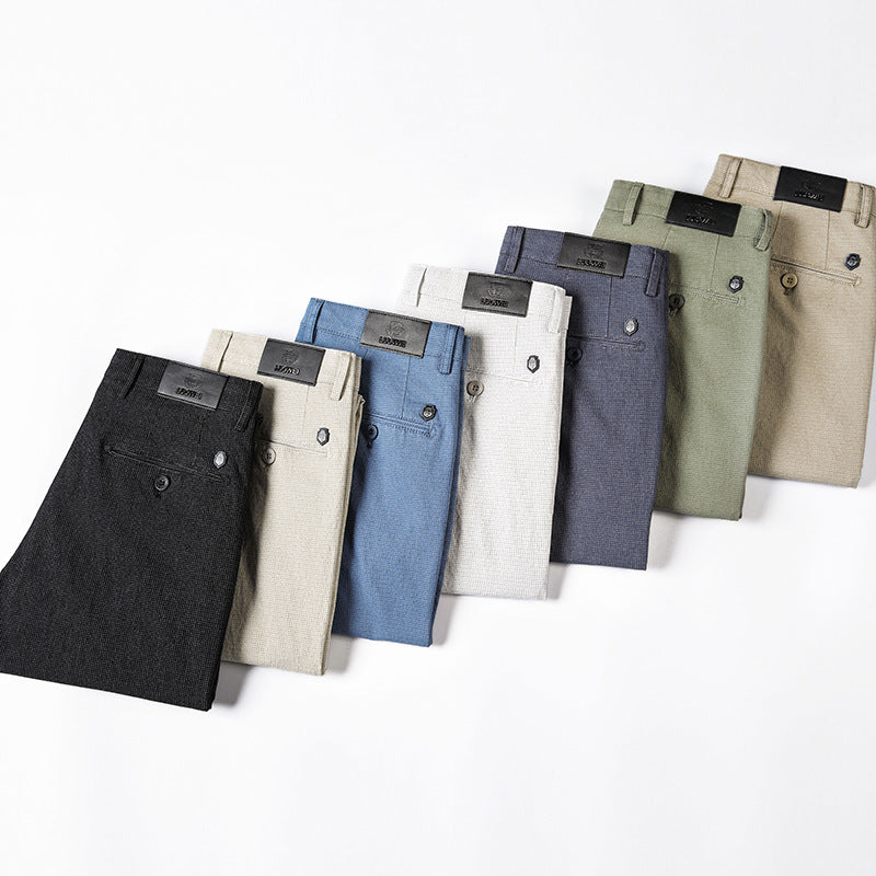 Fine Plaid Stretch Pencil Pants Slim-fit Pants Men Ooho