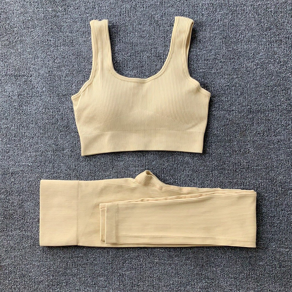 2pcs Seamless Yoga Suit for Women – Thread Bra & Butt Lifting High Waist Leggings Set for Sports & Fitness Ooho