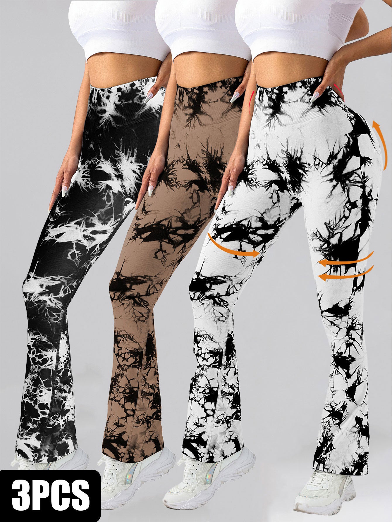 3-Pack Tie Dye Seamless High Waisted Leggings for Women – Scrunch Butt Lifting Yoga Gym Workout Athletic Pants