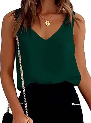 Women Tank Top Summer Casual V Neck Camisole Blouses Loose Sleeveless Cami Basic Tank Shirt Ooho