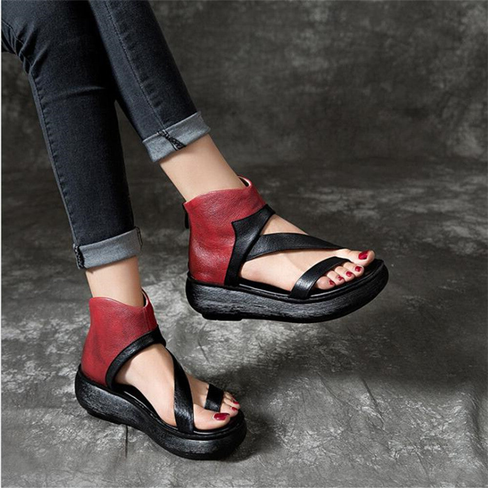 European And American Thick-soled Large Size Flat Color Block Flip-flop Sandals Ooho