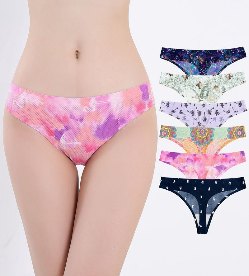 Printed Breathable One Piece Low Waist Thong Women Ooho