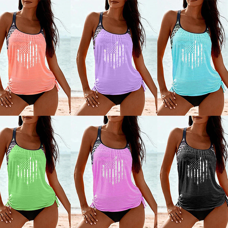Loose Drawstring Split Tankini Female Ooho