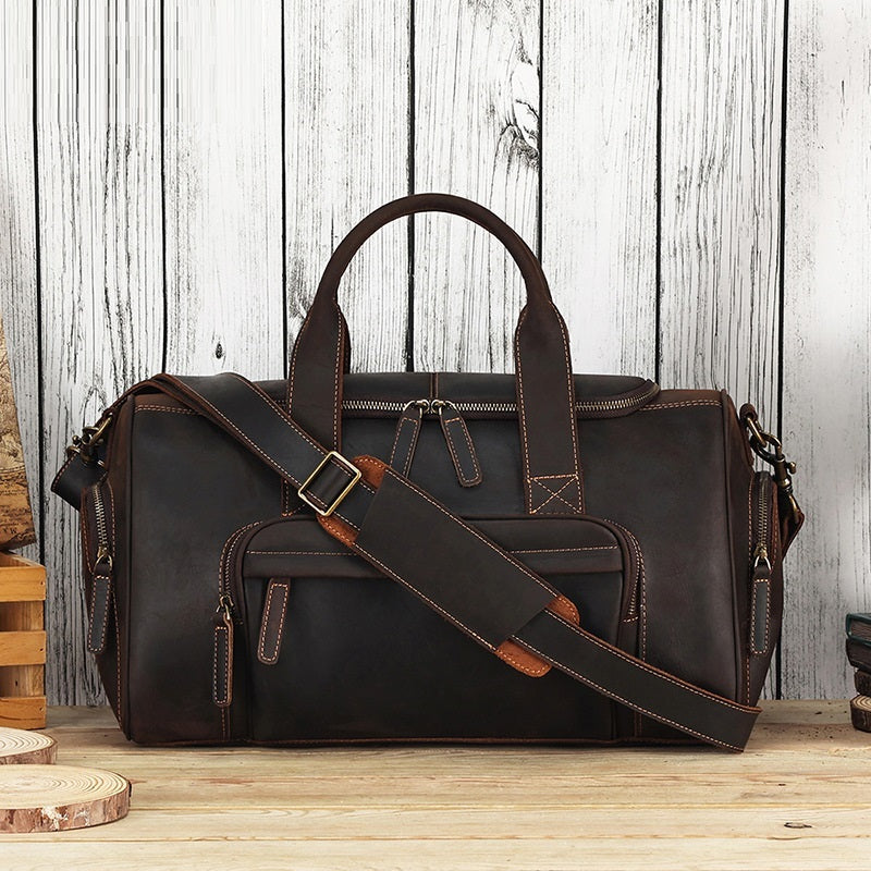 Large Capacity Retro Men Fitness Foldable Luggage Bag Ooho
