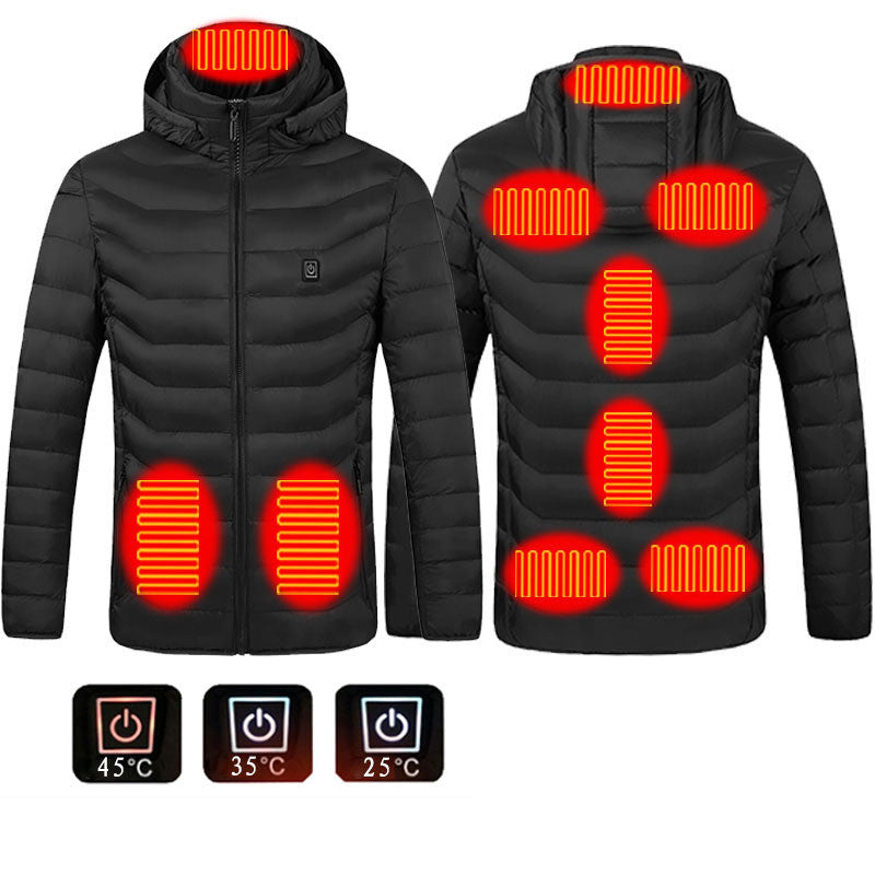 Men Heated Puffer Jacket Electric Heating Coat Insulated Hood Windbreaker Ooho