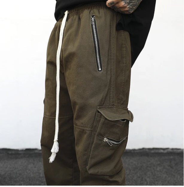 Men Drawstring Side Pocket Cargo Pants Ooho