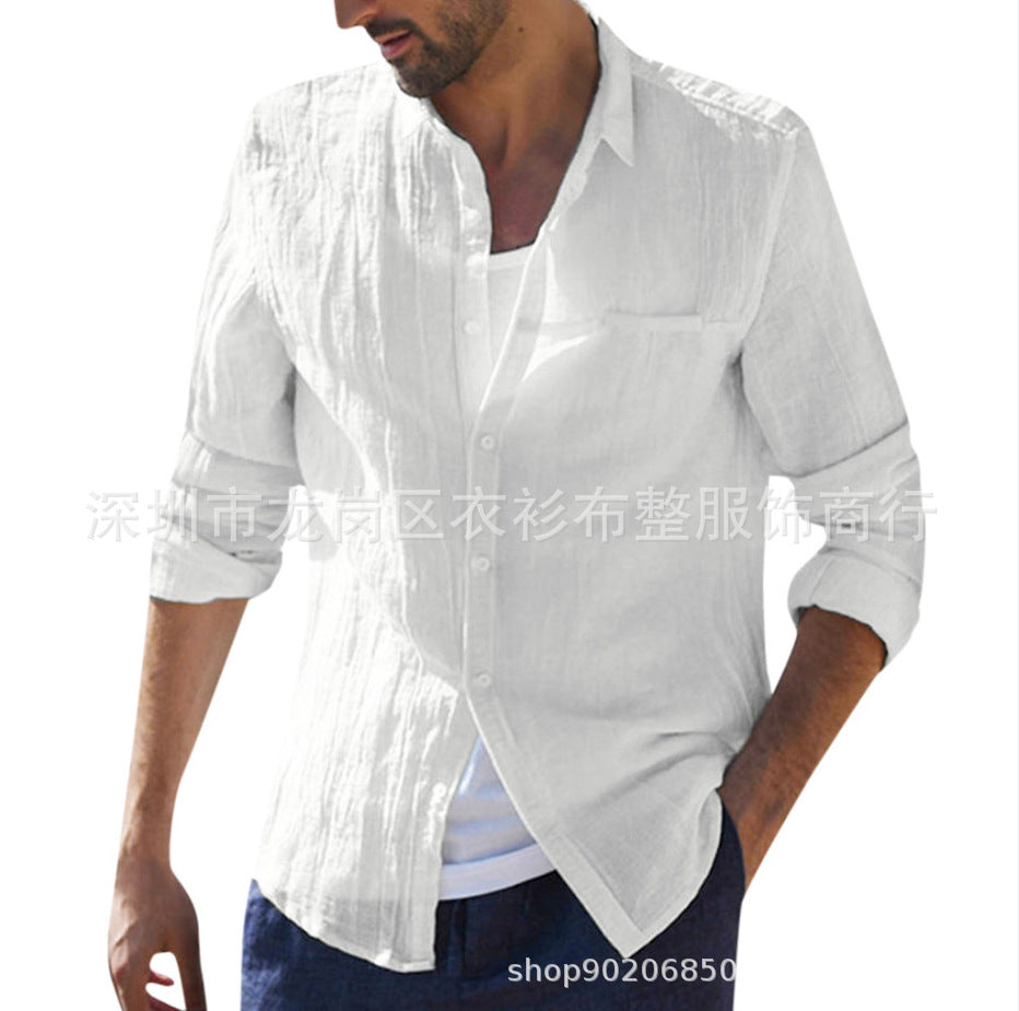 Cotton Cardigan Long Sleeve Shirt For Men Ooho