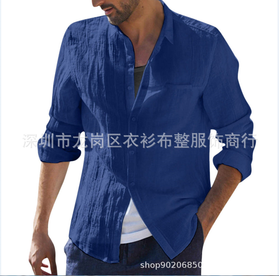 Cotton Cardigan Long Sleeve Shirt For Men Ooho