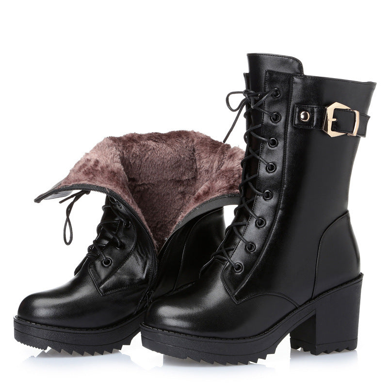 Leather Martin boots women cotton boots Ooho