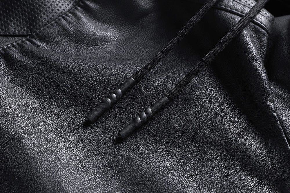 Winter Stand-collar PU Jacket Leather Jacket Men Ooho