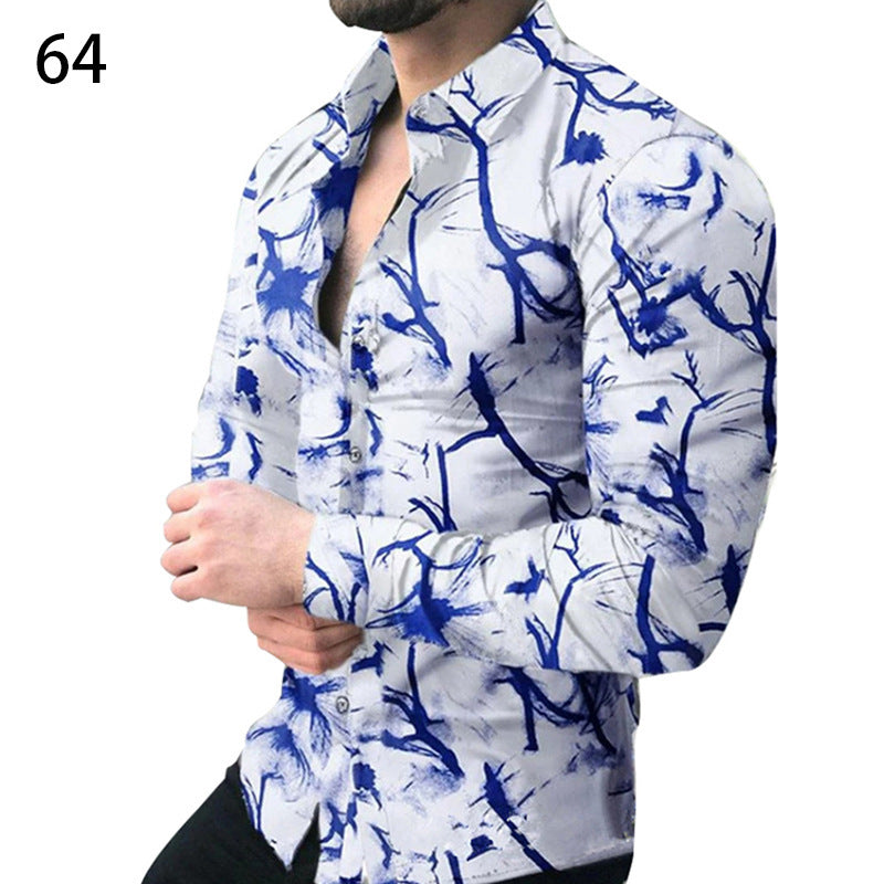 Printed Casual Long Sleeve Shirt For Men Ooho