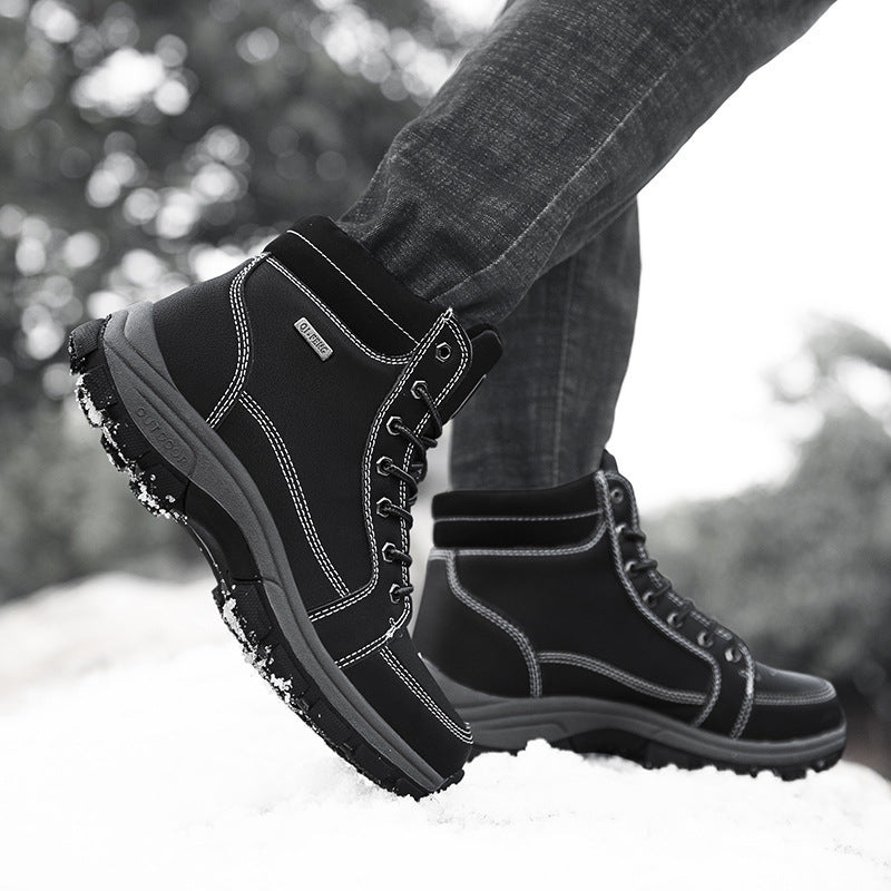 Men Boots Winter Snow Outdoor Ankle Boots For Men Super Warm Boots Leather Non-Slip Work Shoes Ooho