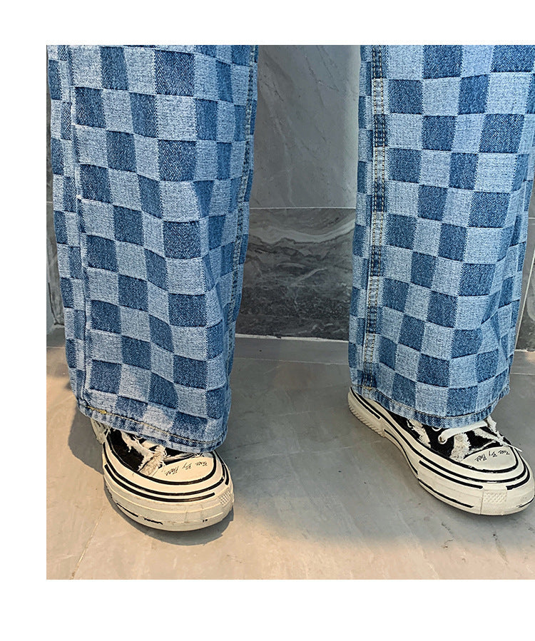Women’s Plaid Pattern Jeans | Trendy Checkered Casual Denim Pants Ooho