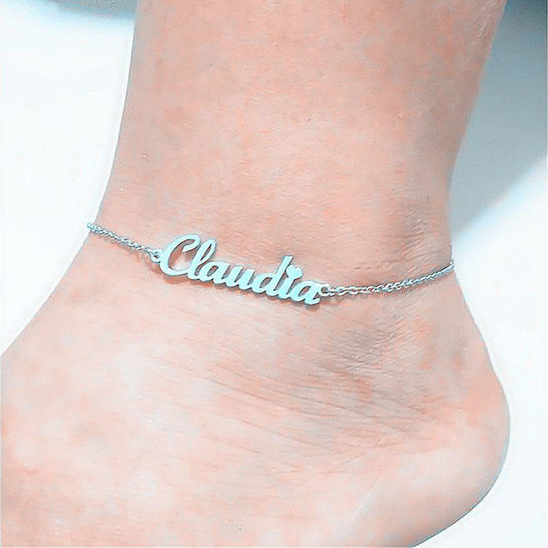 Summer Personalized Custom Name Anklets For Women Stainless Steel Cable Chain Gold Colour Sandy Beach Exquisite Jewelry Present Ooho