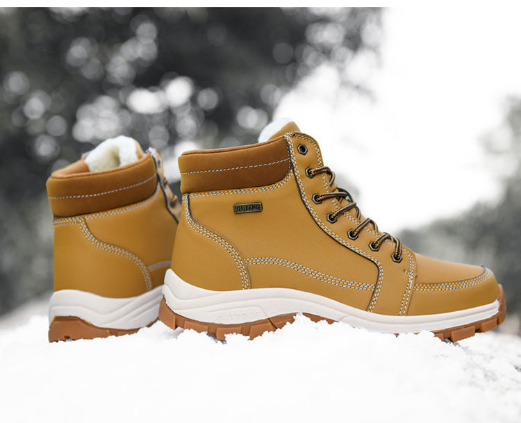 Men Boots Winter Snow Outdoor Ankle Boots For Men Super Warm Boots Leather Non-Slip Work Shoes Ooho