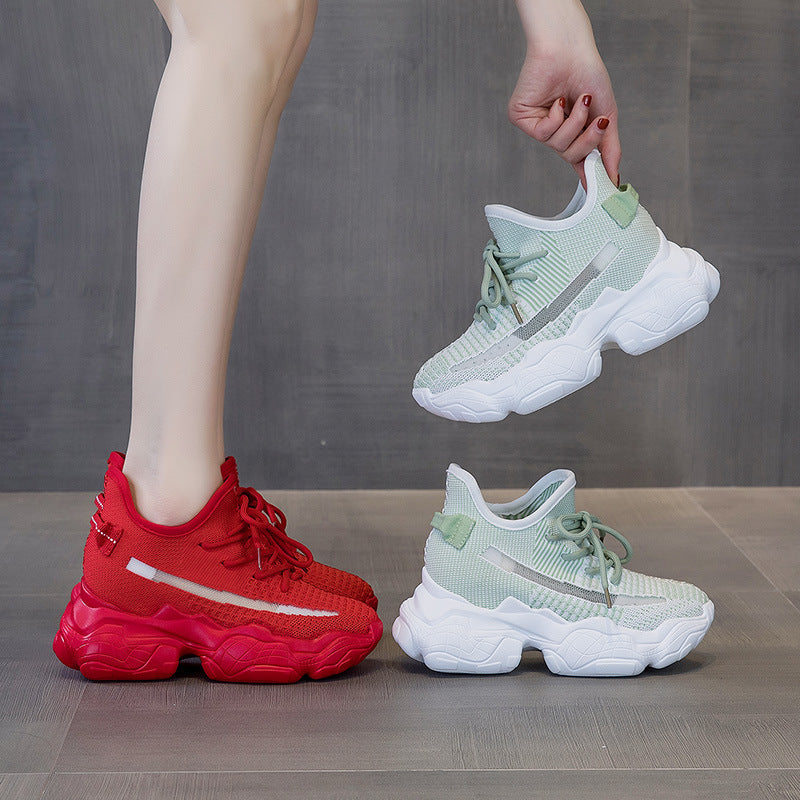 Inner increase flying knit sports high heels Ooho