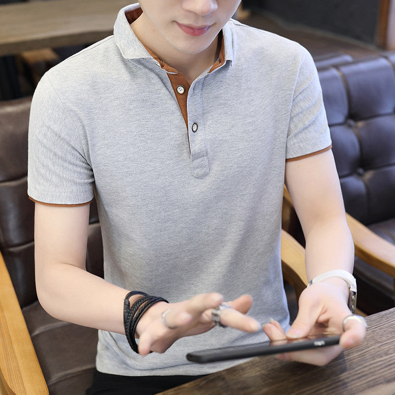 Polo Shirt For Men Casual Short Sleeve Polo Shirts Patchwork Turn-down Collar Zipper T-Shirt Summer Men Shirt Tops Ooho