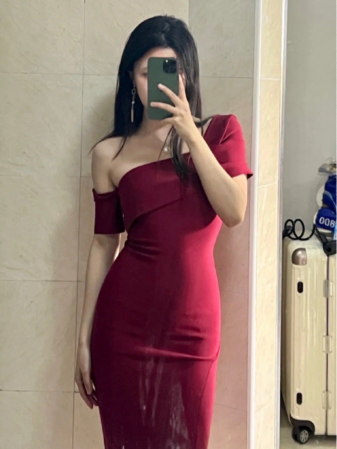 Elegant Red Dress for Women | Fashion Temperament Slim Fit Party Dress Ooho