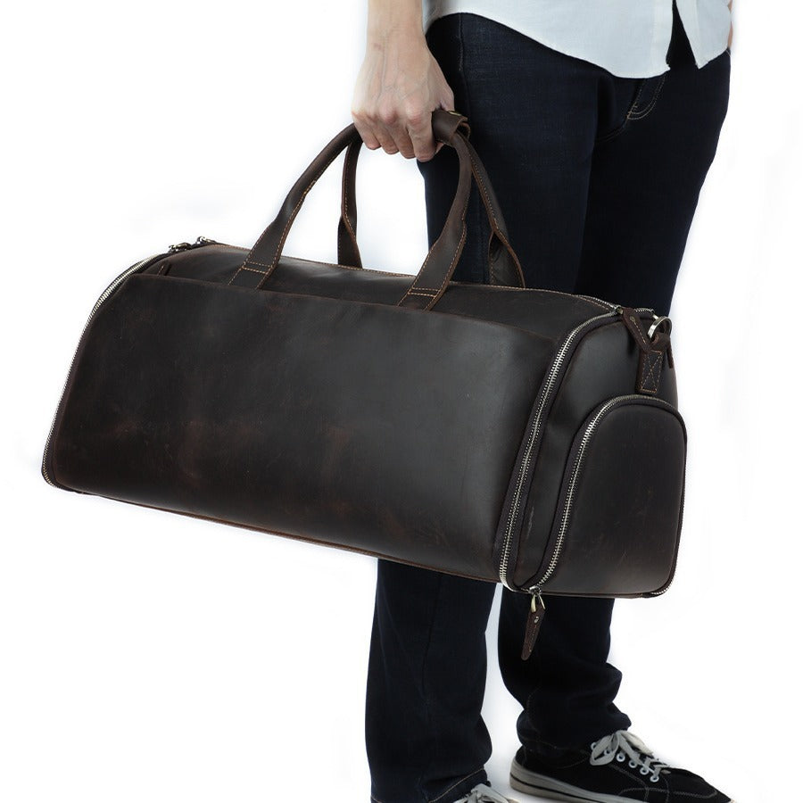 Large Capacity Retro Men Fitness Foldable Luggage Bag Ooho