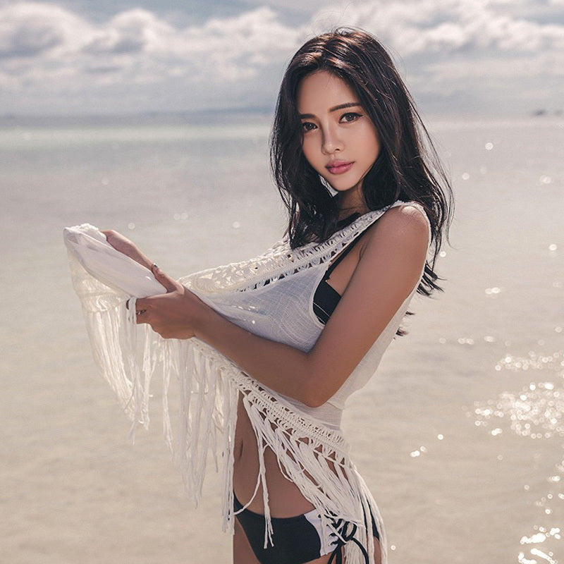 Sexy Cover Up Summer Beach Wear Tassel Bathing Suit Pareo Swimsuit Bikini Sunscreen One Piece Robe Beach Tunic Swimwear Ooho