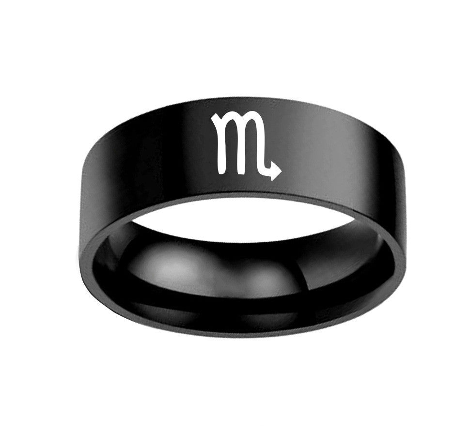 Twelve Constellation Rings Stainless Steel Male And Female Ring Rings Ooho