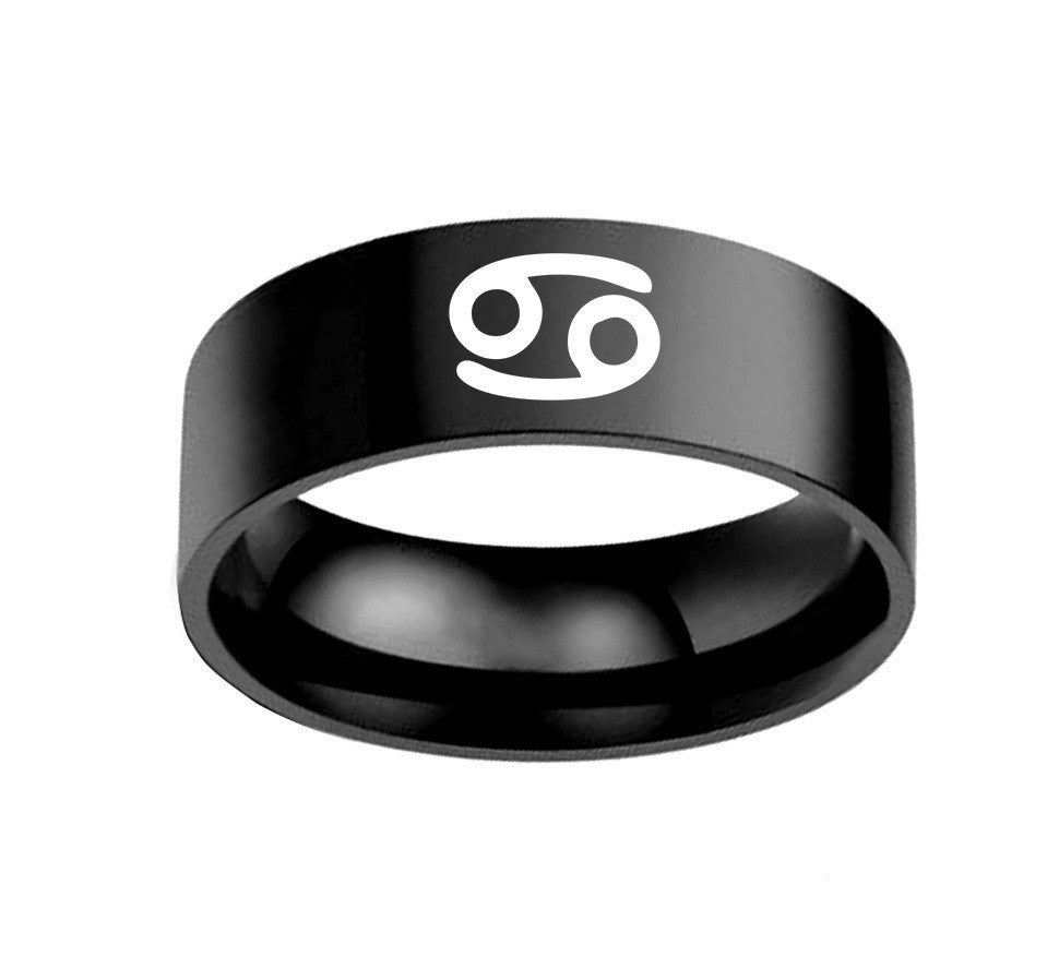 Twelve Constellation Rings Stainless Steel Male And Female Ring Rings Ooho