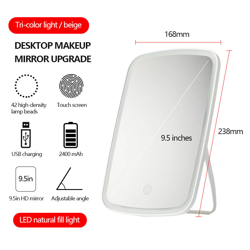 Intelligent Portable Desktop Ladies Makeup Light Adjustable Women Girls Rectangle Mirrors Ooho