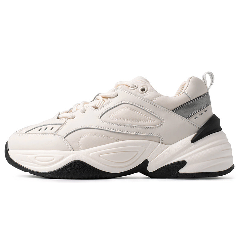 Thick-soled Leather All-match Women's White Sneakers Ooho