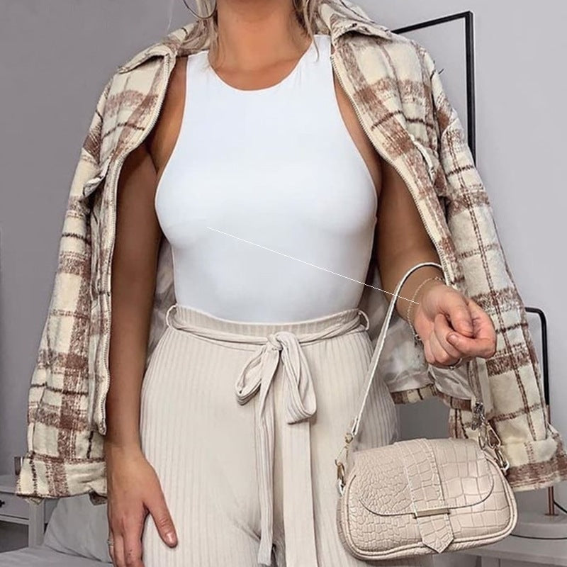 Summer Round Neck Sleeveless Bodysuit Bodysuit Ooho