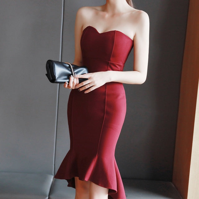 Off-The-Shoulder Neck Wrap Dress for Women | Sexy One-Word Breast Dress Skirt Ooho