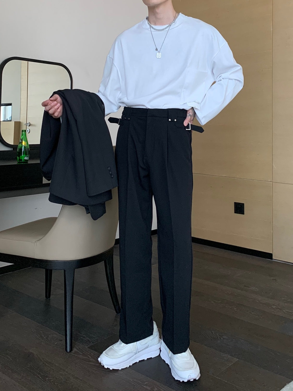 Suit Trousers Men's Formal Wear Casual Trousers Men's Straight Trousers Men's Solid Color Trousers Men Ooho
