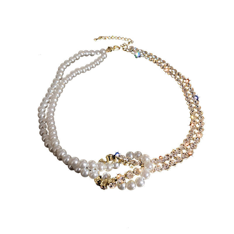 Pearl Crystal Choker Necklaces For Women Short Chain Rhinestone Necklaces Statement Jewelry Ooho