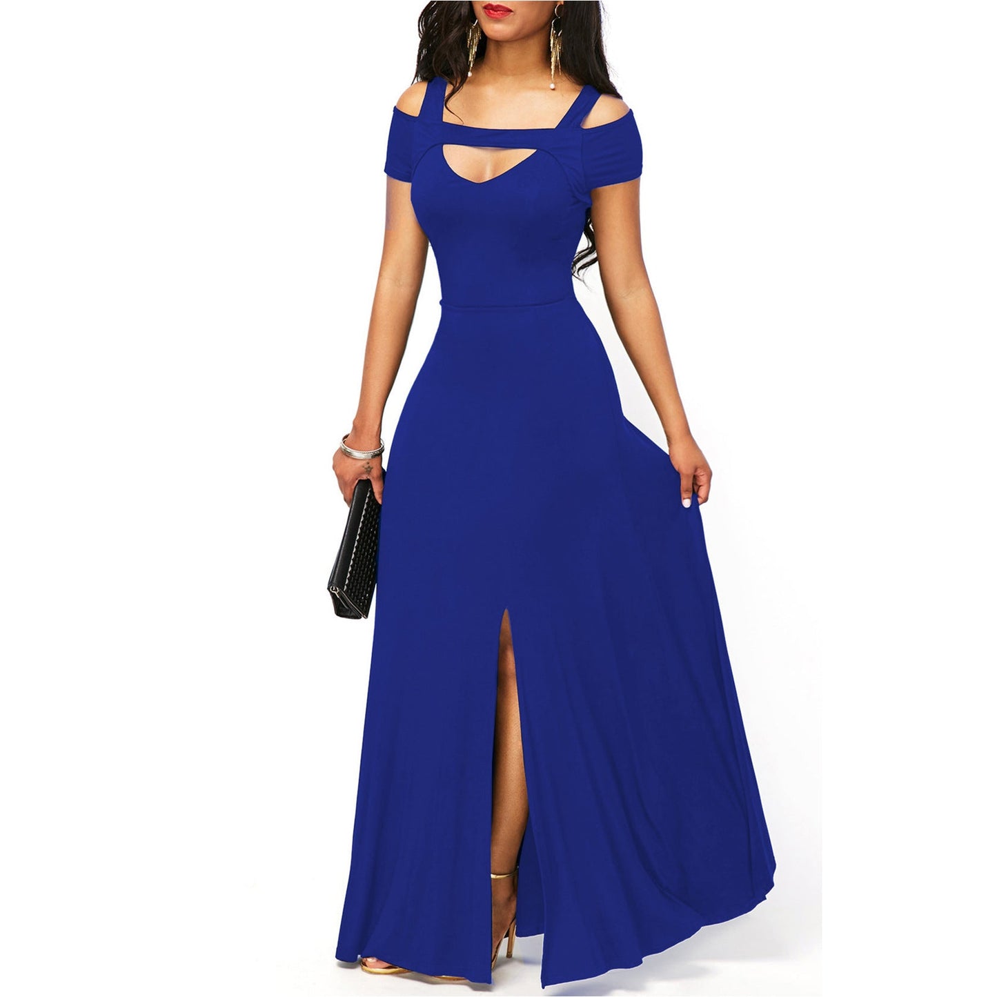 Solid Color V-Neck Strapless Split Slim Fit Party Dress for Women | Sexy Evening Dress Ooho