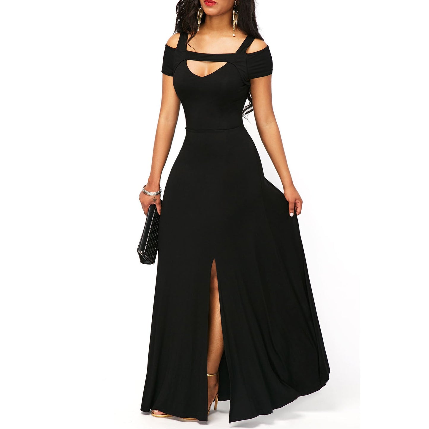 Solid Color V-Neck Strapless Split Slim Fit Party Dress for Women | Sexy Evening Dress Ooho
