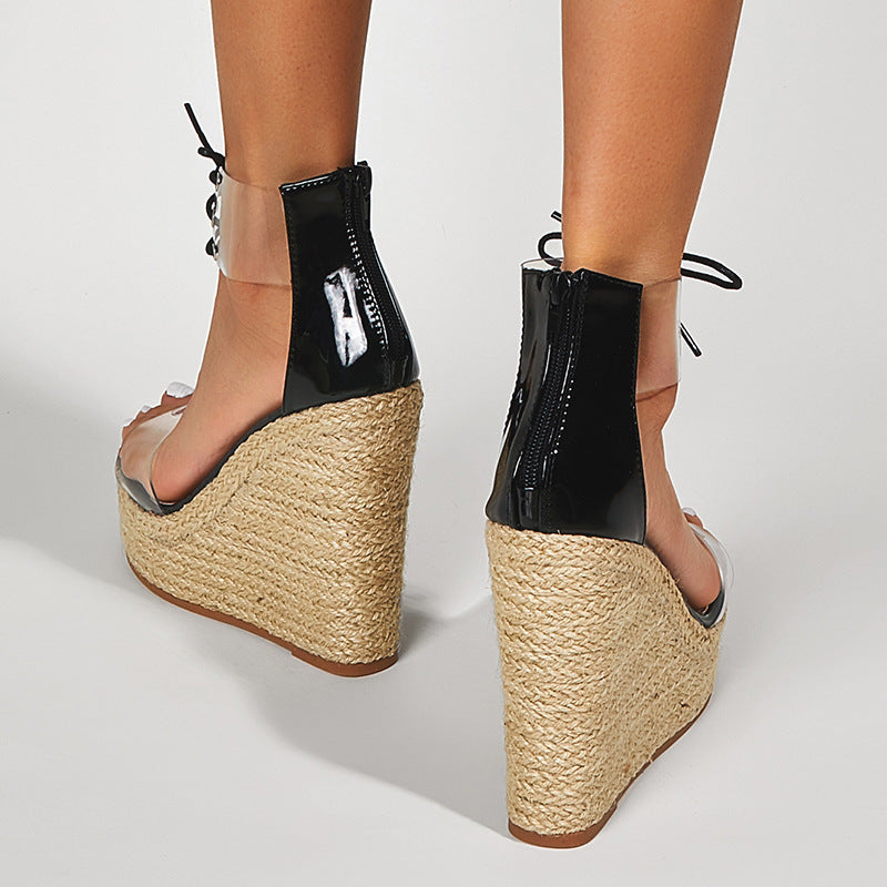 Women Wear Hemp Rope Wedges Sandals Ooho