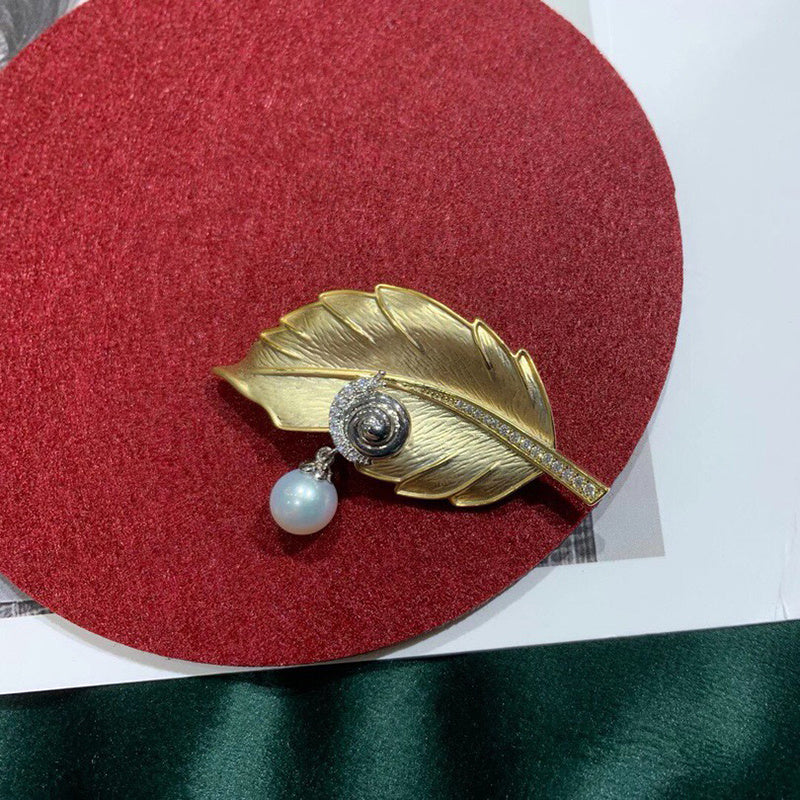 Wuli&baby Czech Rhinestone Snail Leaf Brooches Women Unisex 2-color Office Party Brooch Pins Gifts Ooho