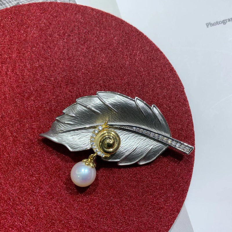 Wuli&baby Czech Rhinestone Snail Leaf Brooches Women Unisex 2-color Office Party Brooch Pins Gifts Ooho