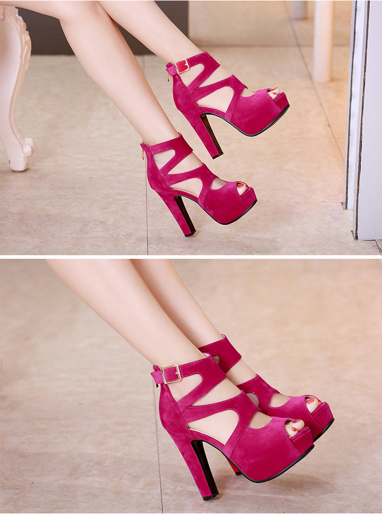 Suede Platform Sandals With High Heels Ooho
