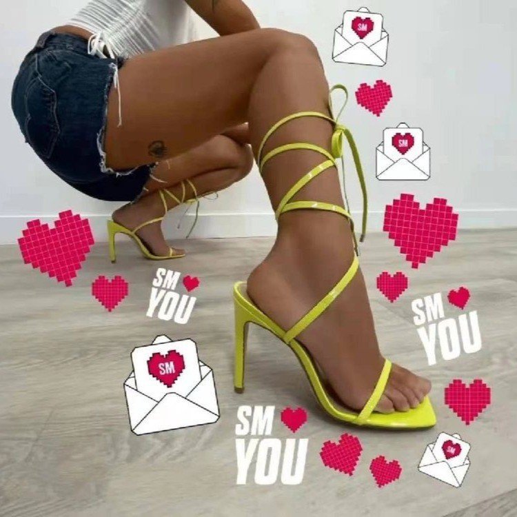 Square Toe Stiletto Sandals Women Super High Heel Roman Sandals Women Ooho