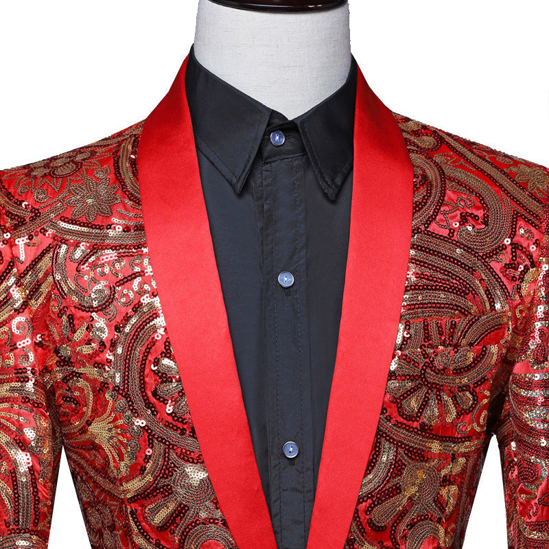 Men's Green Fruit Collar Stage Performance Suit Jacket Ooho