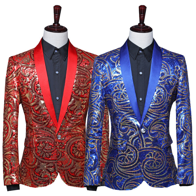 Men's Green Fruit Collar Stage Performance Suit Jacket Ooho