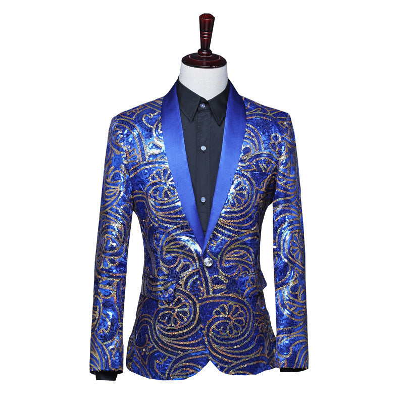 Men's Green Fruit Collar Stage Performance Suit Jacket Ooho