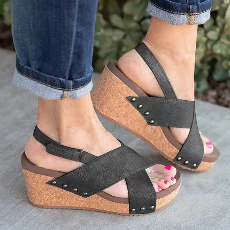 Wedge heel Roman women's high heel sandals Ooho