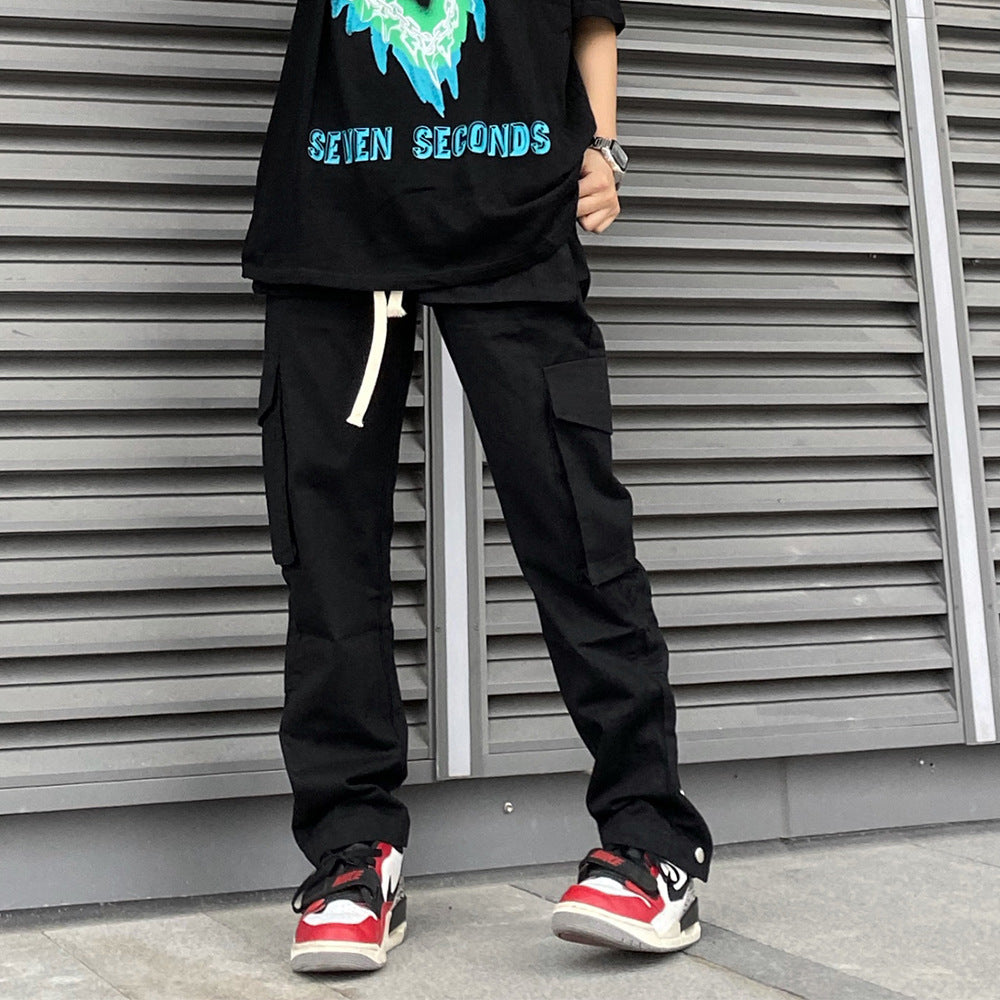 Solid Color Multi-pocket Cargo Pants Men Ooho