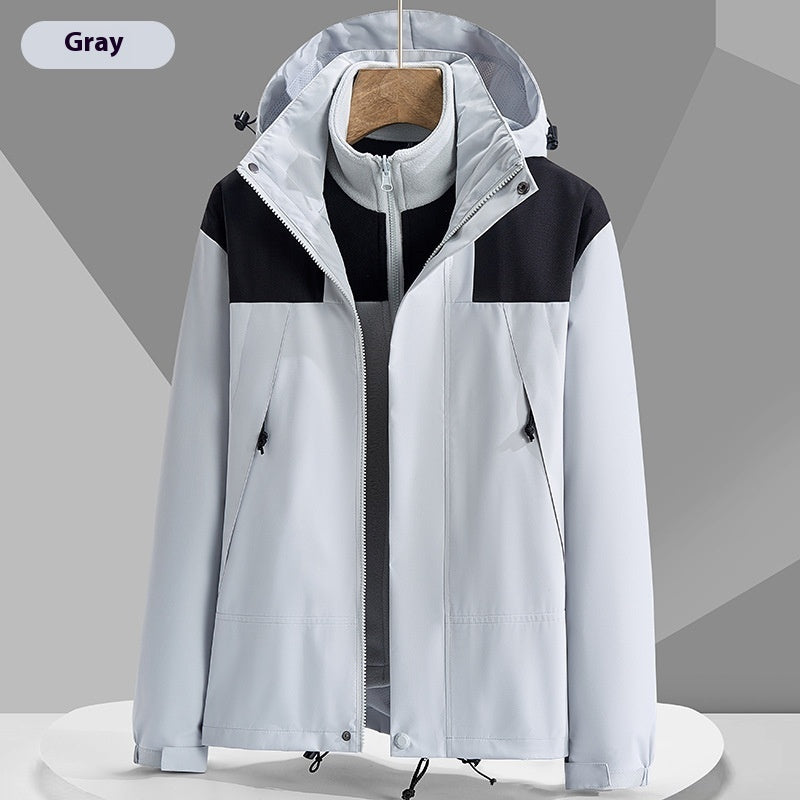 Hooded Windbreaker Unisex Fashion Colorblock Zip-up Jacket With Pockets Waterproof Outwear For Women Men Clothing Ooho