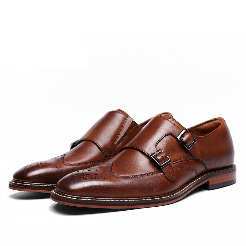 New First Layer Cowhide Double Buckle Monk Shoes Ooho