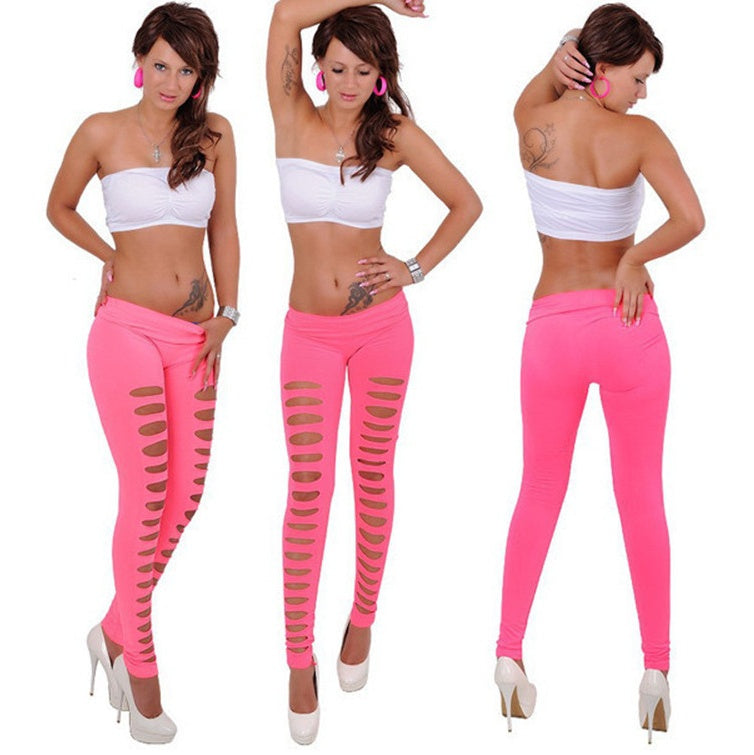 Women’s Front Hole Seamless Leggings | Solid Color Slim Fit Stretch Tights Ooho