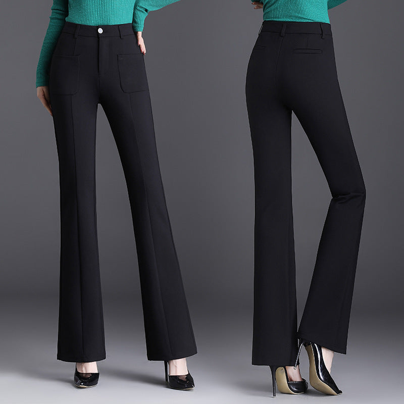 Women’s Flared Wide-Leg Suit Pants | Loose Fit Drooping Slimming Trousers Ooho