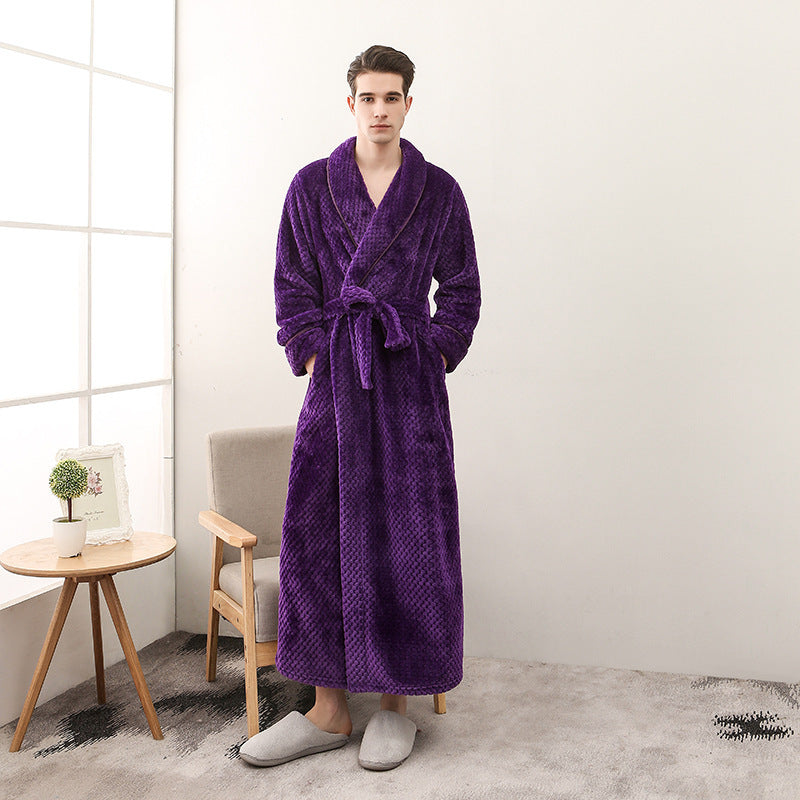 Winter Women Night Gown Couple Robe Men Bathrobe Ooho
